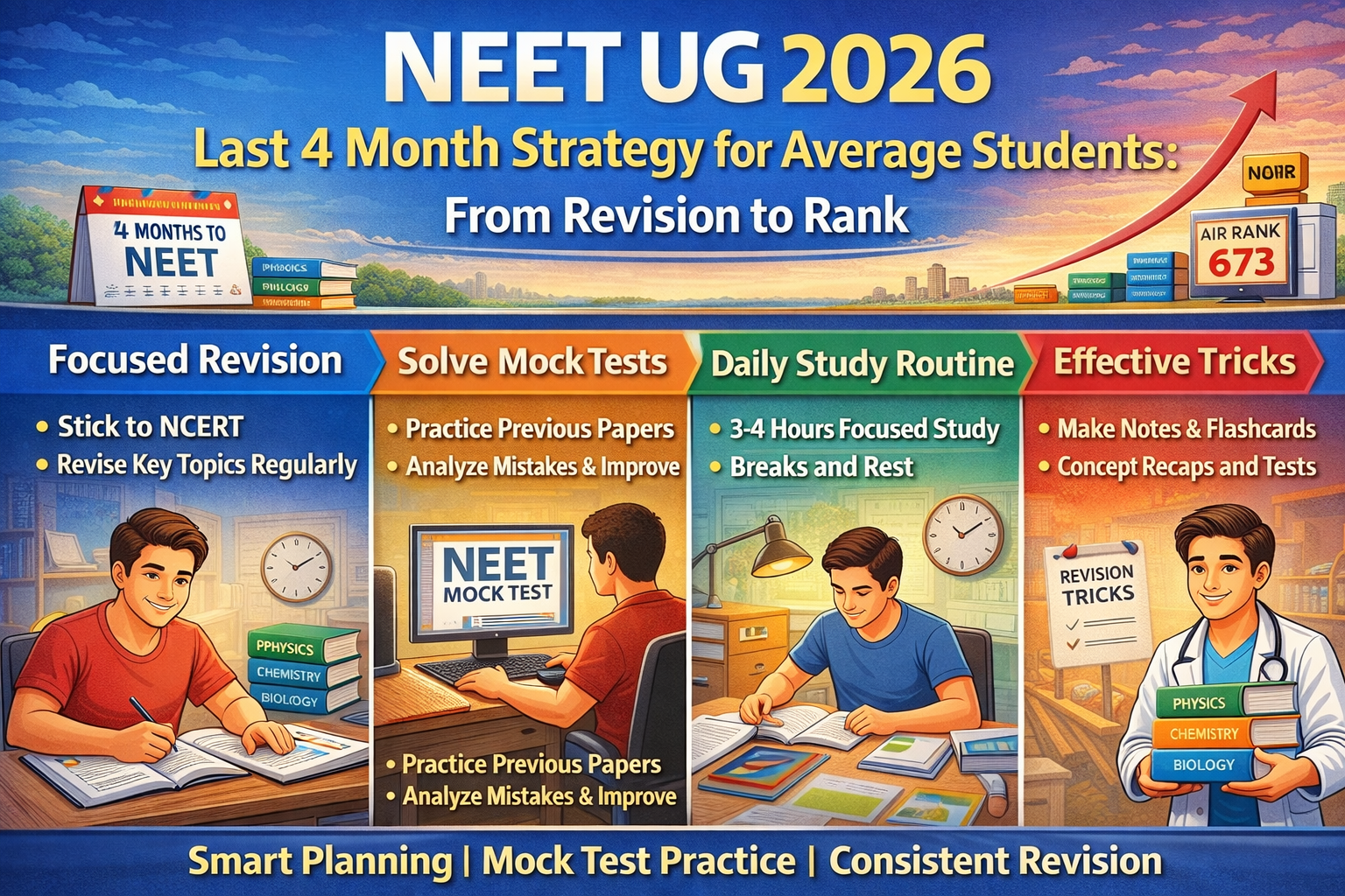 NEET UG 2026 Last 4 Month Strategy for Average Students: From Revision to Rank